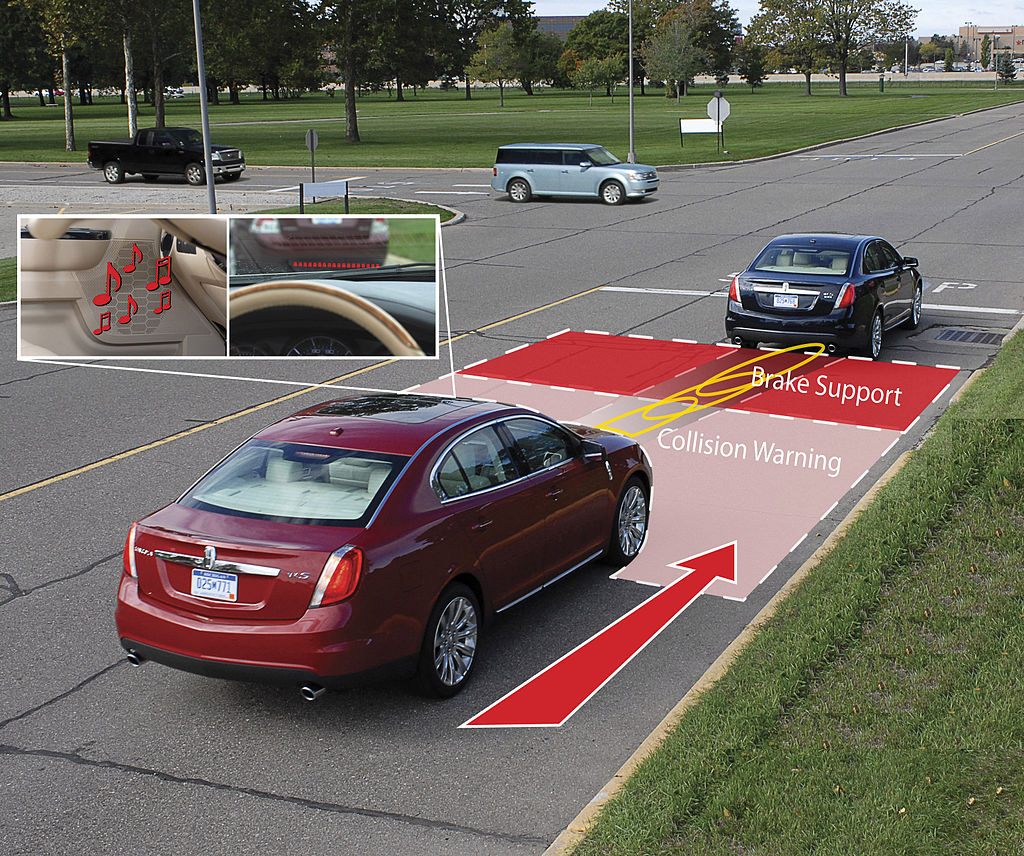An image of car images illustrating anti collision safety features in Car