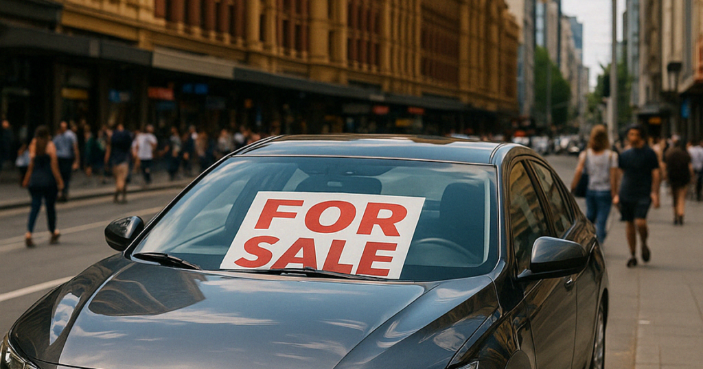 An Image of Parked Car with The sign For Sale for article How to Sell Your Car Locally in Australia