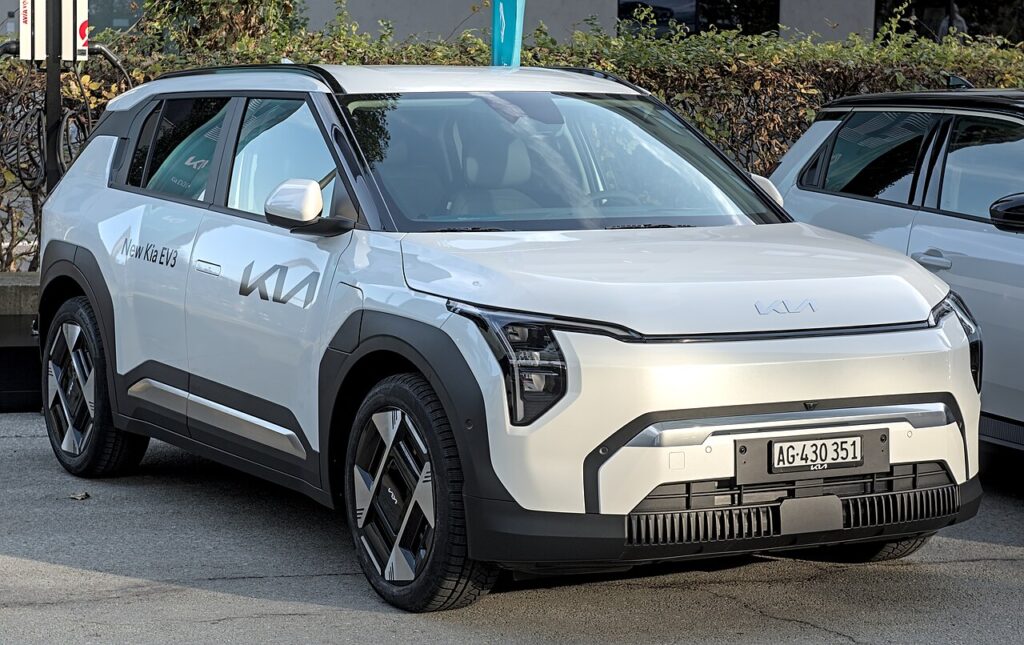 An image of white Kia EV3 for cheapest electric car article