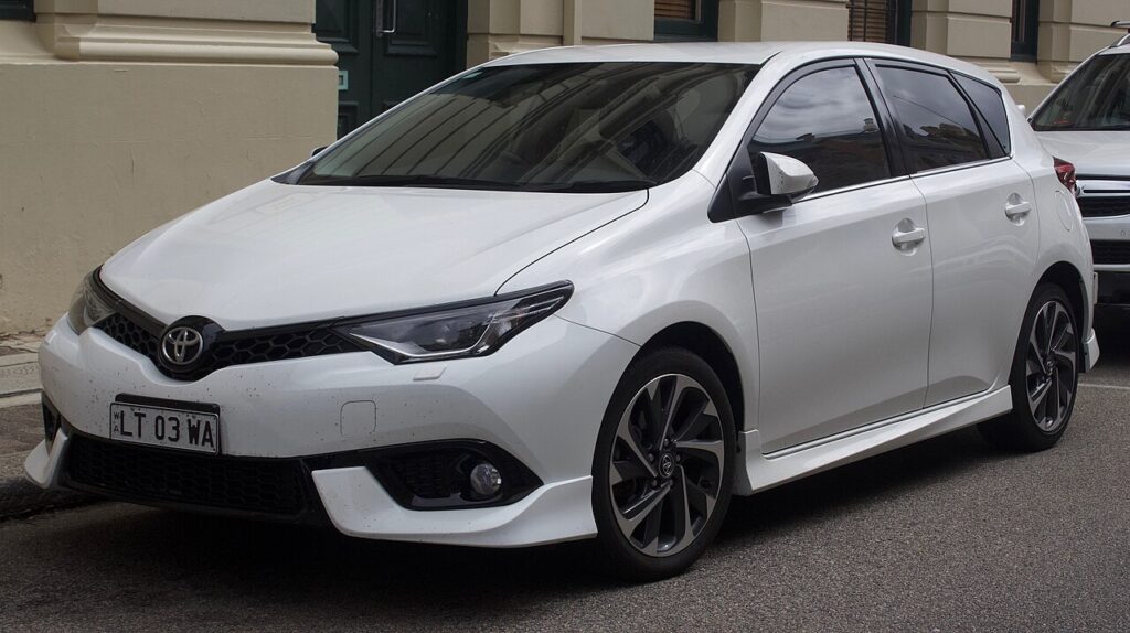 White Toyota Corolla hatchback (2012–2023) – A Top Contender for Best Cars for P Platers